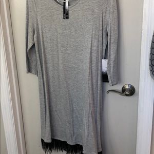 NWT Kensie jersey dress with leather fringe M